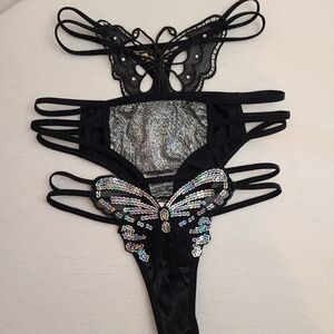 3pk Strappy Sparkle Rave Girl Panties Size Sm ✨️